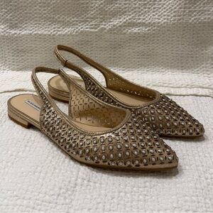 Alex Marie | Gold Jeweled Pointed Slingback Flats | Size 9M | NWOT never worn